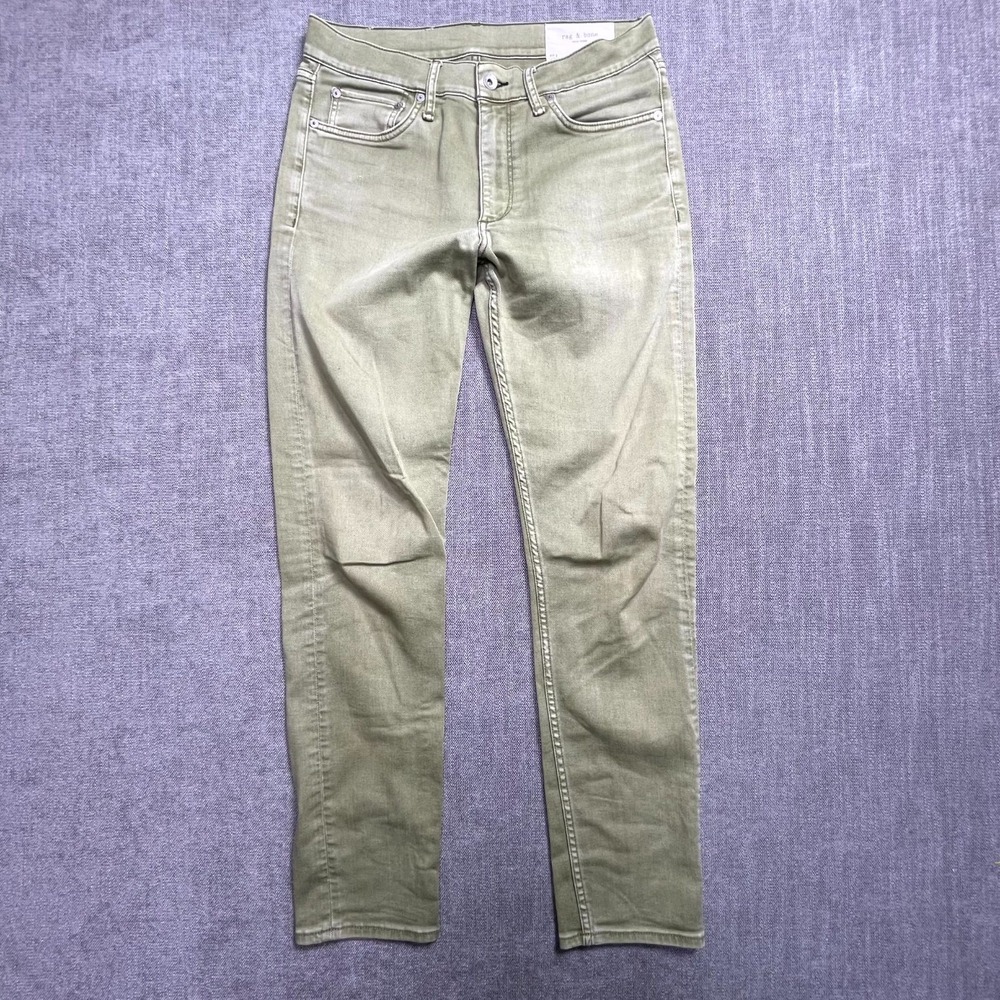 Rag & Bone Fit 2 Jeans Mens 31x32 Olive Green Denim Stretch Pockets Slim Fit